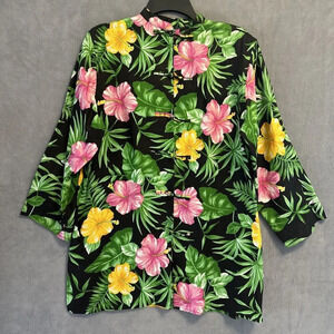 VTG Lauren Ralph Lauren 100% Linen Hawaiian Top Frog Closure Womens Size M Tunic